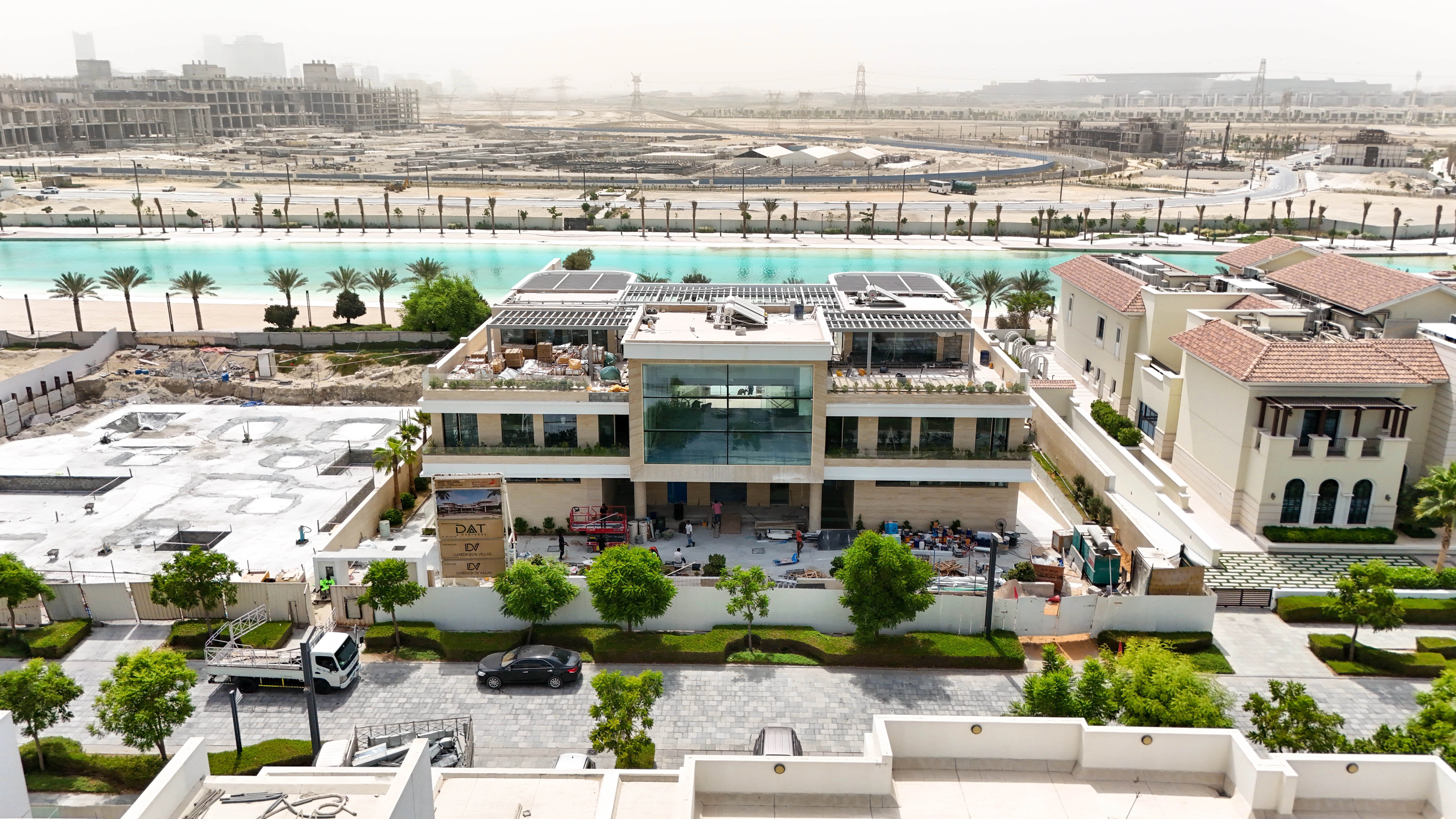 Luxury villa under construction featuring skilled craftsmanship, premium materials, and meticulous detailing by Luxedesign Villas (LDV).